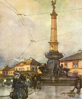 Bahnhof Mit Vereinigungsbrunnen, (Railway Station With Unification Fountain), c1929 Bahnhof Mit Vereinigungsbrunnen, (Railway Station With Unification Fountain), c1929