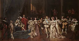 The Ball at the Court of Louis XIII of France. Artist: Bakalowicz, Wladyslaw (1831-1904) The Ball at the Court of Louis XIII of France. Artist: Bakalowicz, Wladyslaw (1831-1904)