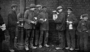 Balloting for the coal strike, Wheatsheaf Colliery, Pendlebury, January 1912, (c1920). Artist: Topical Press Agency Balloting for the coal strike, Wheatsheaf Colliery, Pendlebury, January 1912, (c1920). Artist: Topical Press Agency