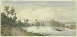 Prints of Banks of the Seine near Fontainebleau, 19th century Peter Burnitz Prints: 19th Century Print of Fontainebleau Landscape along the Seine River