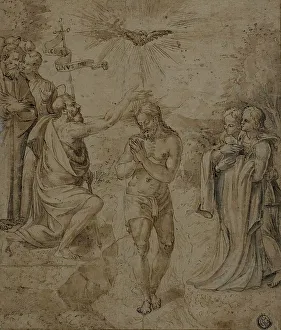 Italian Renaissance Sketches Prints: Baptism of Christ, n.d. Creator: Unknown