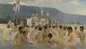 The Baptism of Russia, 1887. Artist: Navozov, Vasily Ivanovich (1862-1919) The Baptism of Russia, 1887. Artist: Navozov, Vasily Ivanovich (1862-1919)