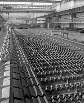 British Iron And Steel Industry Prints: The bar mill cooling beds at the Brightside Foundry, Sheffield, South Yorkshire, 1964