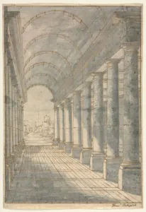Perspective Drawing Techniques Prints: Barrel-vaulted Arcade Rendered in Perspective