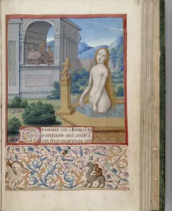 Prints of Bathsheba bathing (Book of Hours), 1485-1499. Found in the collection of the The Huntington, California Jean Bourdichon Prints: Bathsheba Bathing Print, 1485-1499