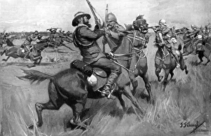 Battle of Blood River, 2nd Boer War, 17 September 1901. Artist: Frederick Judd Waugh Battle of Blood River, 2nd Boer War, 17 September 1901. Artist: Frederick Judd Waugh