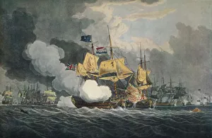 The Battle of Camperdown, c1798, (1924). Artist: Robert Clevely The Battle of Camperdown, c1798, (1924). Artist: Robert Clevely