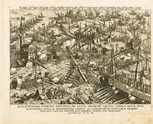 The Battle of Lepanto on 7 October 1571, ca 1578. Artist: Stradanus (Straet, van der), Johannes (1523-1605) The Battle of Lepanto on 7 October 1571, ca 1578. Artist: Stradanus (Straet, van der), Johannes (1523-1605)