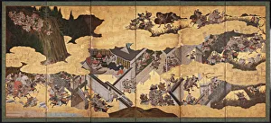 17th Century Japanese Battle Scene Print