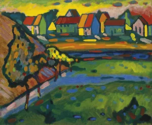Bavarian village with a field, c. 1908. Artist: Kandinsky, Wassily Vasilyevich (1866-1944) Bavarian village with a field, c. 1908. Artist: Kandinsky, Wassily Vasilyevich (1866-1944)
