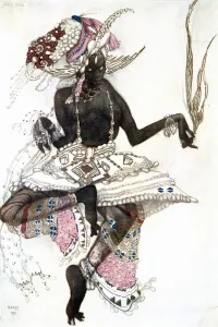 Bayadere costume design for Le Dieu Bleu (The Blue God), 1911. Artist: Leon Bakst Bayadere costume design for Le Dieu Bleu (The Blue God), 1911. Artist: Leon Bakst