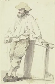 Prints of Bearded man with a flat hat, at a railing leaning, c1765-1769 Georg Melchior Kraus Prints: Bearded Man Print, 1765-1769