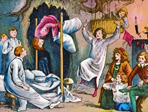 Coloured Lantern Slides Prints: Bed time, c1905