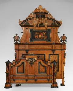 Antique Victorian Bedstead Print, circa 1880