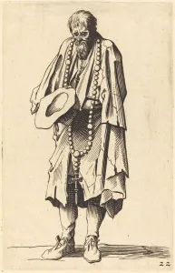 Beggar with Rosary Print (Unknown Artist)