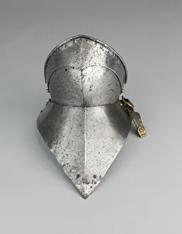 European Metalwork Prints: Bevor ('Falling Buff') and Gorget Plate, Europe, c. 1490. Creator: Unknown