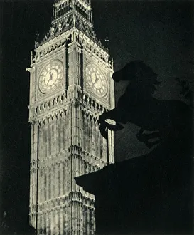 London Landmark Prints: Big Ben at Night, 1947. Creator: Unknown