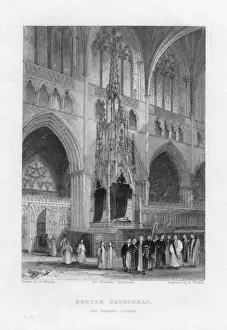 Prints of The Bishops Throne, Exeter Cathedral, Devon, c1836-c1842. A print from Winkless Cathedrals Images Dated 2010 April: The Bishops Throne, Exeter Cathedral Print, c1836-c1842
