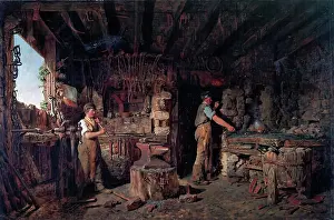 Prints of The Blacksmith's Forge, 1875-1886 D Prints: Alfred Provis Print: The Blacksmith's Forge