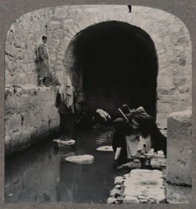 Blind men washing eyes in the Pool of Siloam, c1900 Blind men washing eyes in the Pool of Siloam, c1900