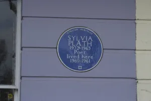 Prints of Primrose Hill. Blue plaque commemorating the residence of Sylvia Plath, the 20th century poet and author of The Bell Jar. Primrose Hill, London, NW1, England Primrose Hill Prints: Blue Plaque Print of Sylvia Plath's Primrose Hill Residence