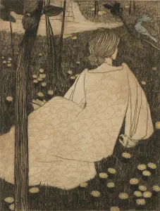 Wiener Secession Style Prints: The bluethroat, 1903