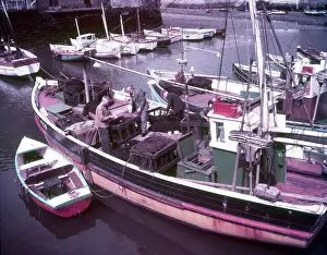Polperro Harbour Prints: Boats in Polperro Harbour, Cornwall, c1955. Creator: Arthur Charles Kirby Ware