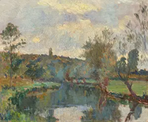 Autumn Landscape Painting Prints: Bords de l'Iton (Eure). Creator: Lebourg
