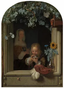 Seventeenth Century Oil Paintings Prints: A Boy Blowing Bubbles, 1663. Creator: Frans van Mieris I
