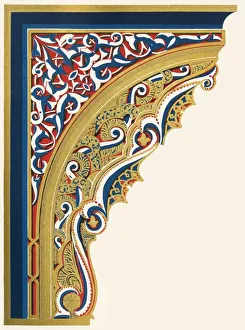 Alhambra Interior Decoration Prints: Brackets supporting ceiling of the portico, Court of the Lions, 1907. Creator: Unknown