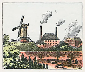 Prints of Brentford, c1910. Flour Mills, Brick Kilns, Market Gardens, Soap, Sawmills. Population, 17, 030 Hounslow Prints: Colour Print of Brentford, c1910
