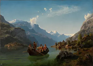 Bridal journey in Hardanger. Artist: Gude, Hans (1825-1903) Bridal journey in Hardanger. Artist: Gude, Hans (1825-1903)