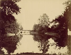 British Landscape Images Prints: Bridge Over a Pond, 1850s. Creator: Unknown