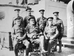 British officers on prison ship Royal Edward moored just off Southend, November 1914 British officers on prison ship Royal Edward moored just off Southend, November 1914