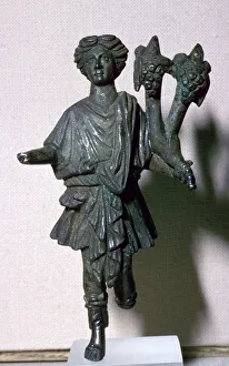 Roman Gods And Goddesses Prints: Bronze lar holding a double cornucopia