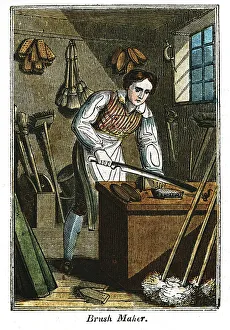 Print of a Brush Maker at Work, 1823