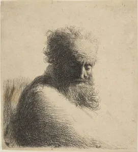 White And Black Heritage Images Prints: Bust of an Old Bearded Man Looking Down, Three-Quarters Right, 1631