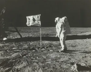 Buzz Aldrin on the Moon with the American Flag, 1969. Creator: Neil Armstrong Buzz Aldrin on the Moon with the American Flag, 1969. Creator: Neil Armstrong