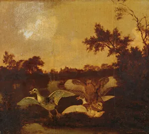 A Buzzard Attacks two Ducks Print, c.1635-c.1678