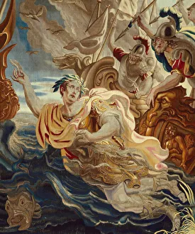 Caesar Throws Himself into the Sea Print, Flanders, c. 1680