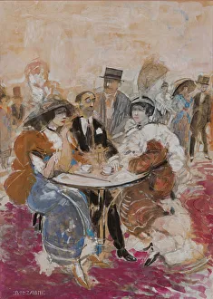 Gouache On Cardboard Art Prints: In a cafe, 1912