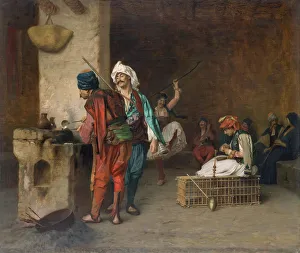 Prints of Cafe House, Cairo (Casting Bullets), 1884 or earlier Jean Leon Gerome Prints: 1884 Print of Cairo Cafe House Scene