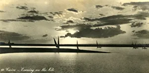 Black And White Middle East Images Prints: Cairo - Evening on the Nile, c1918-c1939. Creator: Unknown