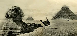 Ancient Egyptian Pyramids Prints: Cairo - Sphinx and Pyramids, c1918-c1939. Creator: Unknown