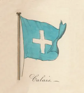 Blue And White Flag Design Prints: Calais, 1838