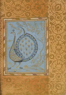 The Met Collection Prints: Calligraphic Composition in Shape of Peacock, Folio from the Bellini Album, ca. 1600