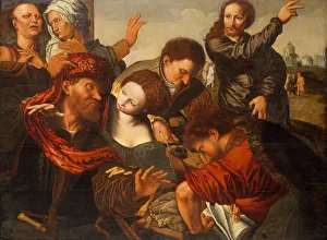 Renaissance Oil Paintings Prints: The Calling of Matthew. Creator: Workshop of Jan Sanders van Hemessen (Netherlandish)