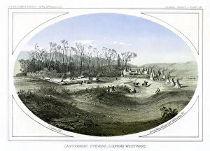 Images Dated 17th November 2007: Camp Stevens, looking westward, Montana, USA, 1856. Artist: Gustav Sohon