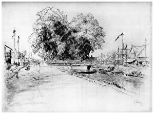 Canal a Troyes, c1880-1930 (1924). Artist: Gustave Leheutre Canal a Troyes, c1880-1930 (1924). Artist: Gustave Leheutre