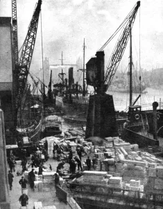 Cargo Unloaded at Upper Pool, London Print, 1936
